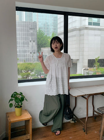 Yunoi Punching Ribbon Layered One Piece